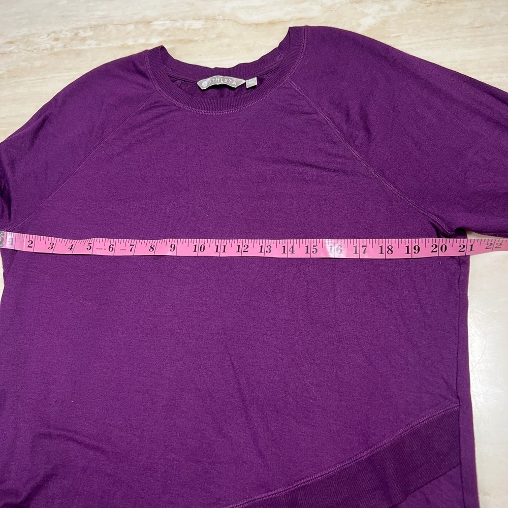 Athleta Purple Tulip Hem Crewneck Sweatshirt Womens Size LT Large Tall Raglan - Picture 7 of 10